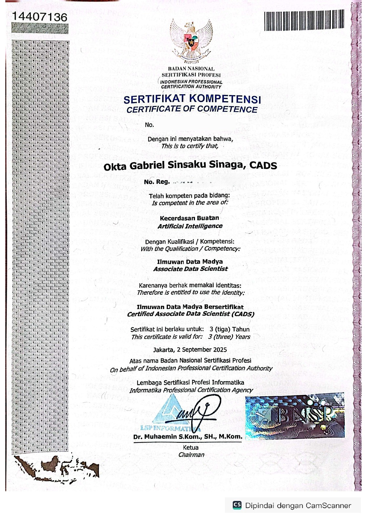 Sertifikasi Kompetensi BNSP - Associate Data Scientist